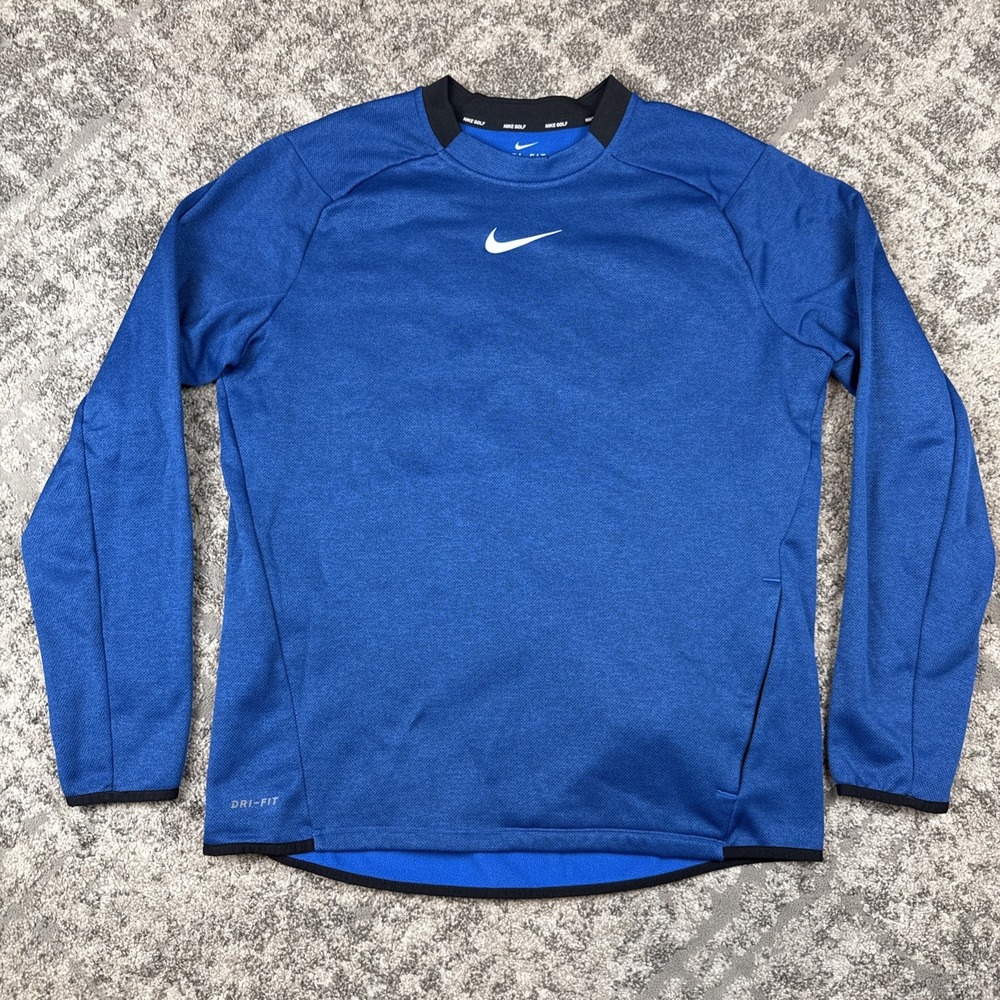 Nike Golf Dri-FIT Blue Long Sleeve Performance Pullover Size L 854491-433 Mens‎